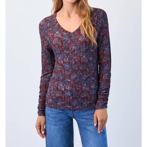 NEW FDJ crest floral long sleeve blouse in scarlet crest